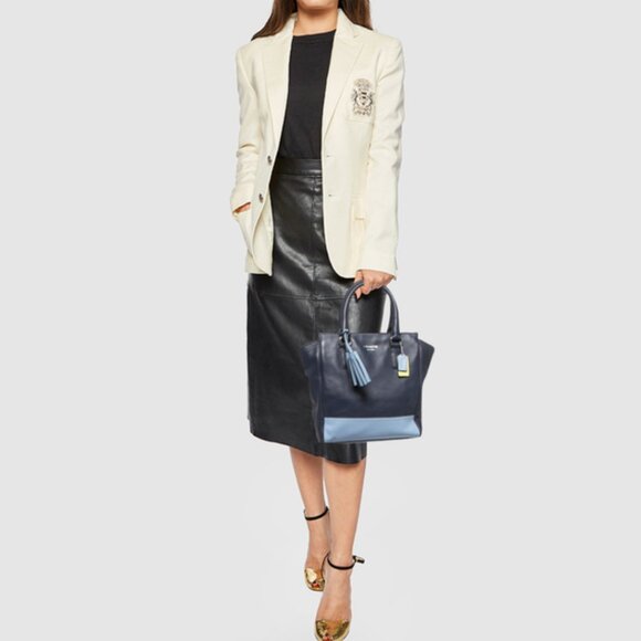 Authentic COACH Two Tone Blue Leather Tanner Legacy Tote - Picture 1 of 14